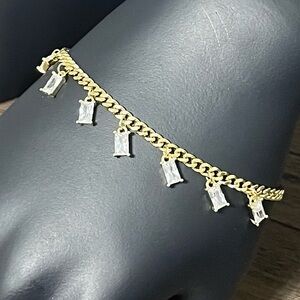 Link square crystals 7" bracelet  / Pulsera diseño cristales dijes cuadrado